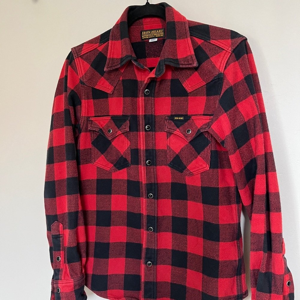 Iron Heart Ultra-Heavy Flannel Buffalo Check Western Shirt